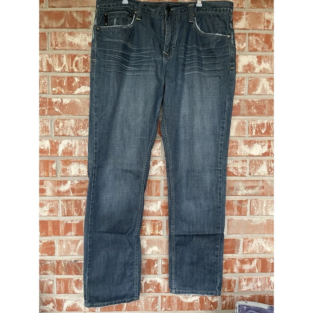Tokyo 5 Five REI Slim Fit Men's Denim Dark Jeans 38x32 Straight Leg Skinny Fit